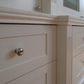 Bespoke breakfront display unit with drawers - corner detail