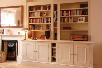 Fitted double alcove unit with centre shelves - view 1