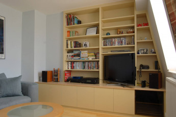 TV media unit with cupboards and shelves