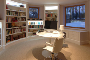 Circular home office and library - view 1