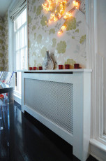 Radiator cover with MDF mesh